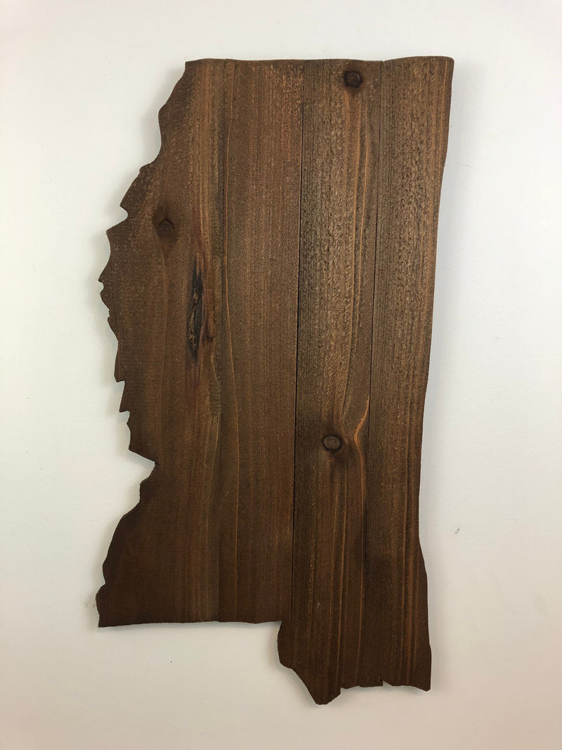 Mississippi Rustic Wood State Cutout - Zink Woodworks
