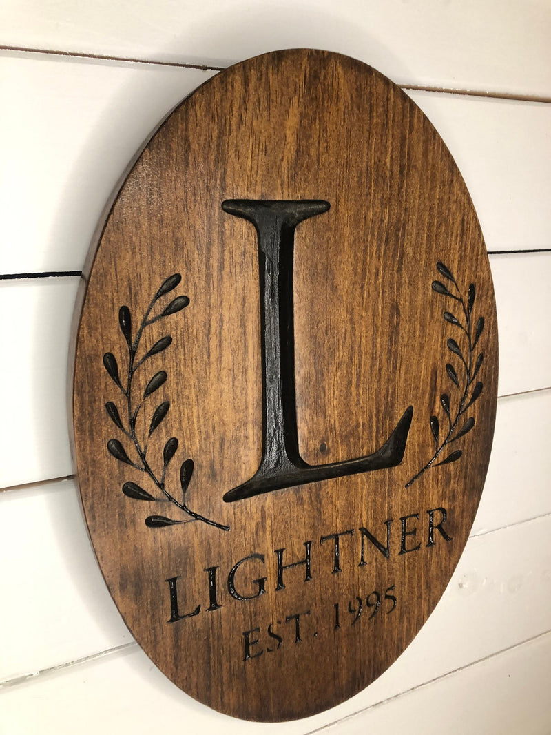Custom Family Oval Wood Engraved Signs - Zink Woodworks