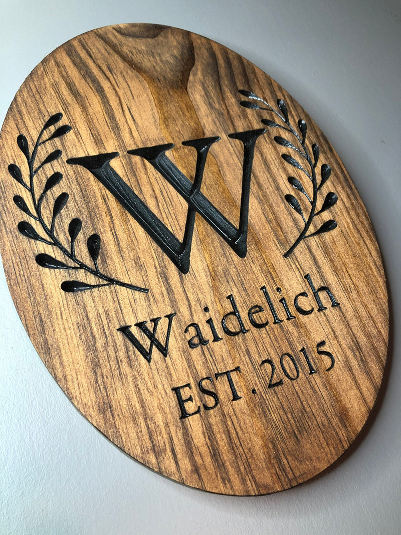 Custom Family Oval Wood Engraved Signs - Zink Woodworks