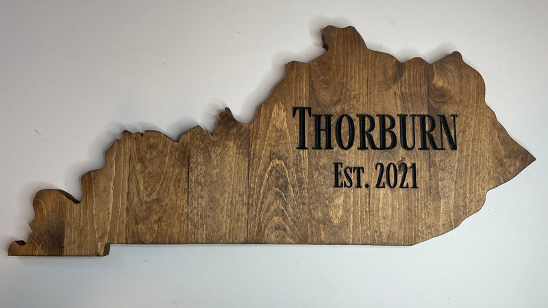 Personalized Kentucky Rustic Wood State - Zink Woodworks