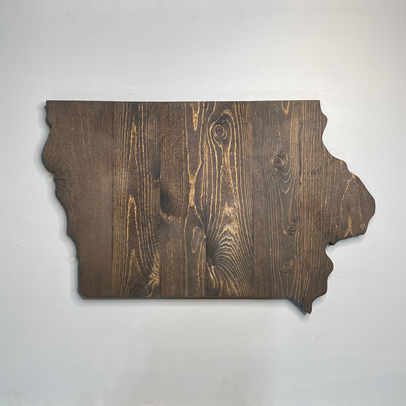 Iowa Rustic Wood State Cutout - Zink Woodworks