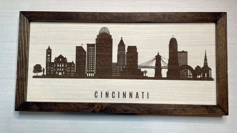 Cincinnati Skyline Laser Engraved Sign - Zink Woodworks