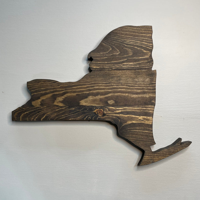 New York Rustic Wood State Cutout - Zink Woodworks
