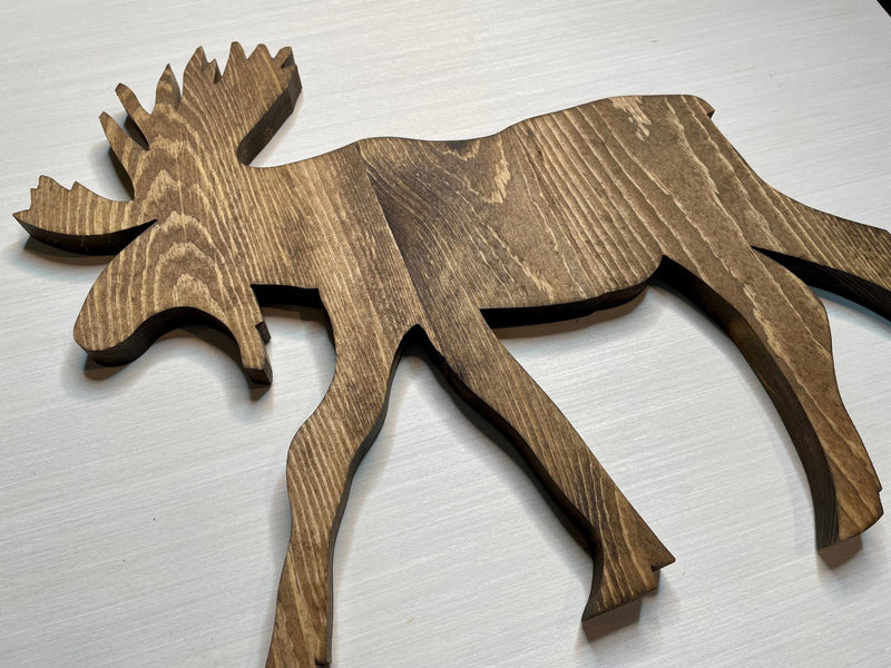 Wooden Moose Cutout Rustic Moose Sign - Zink Woodworks