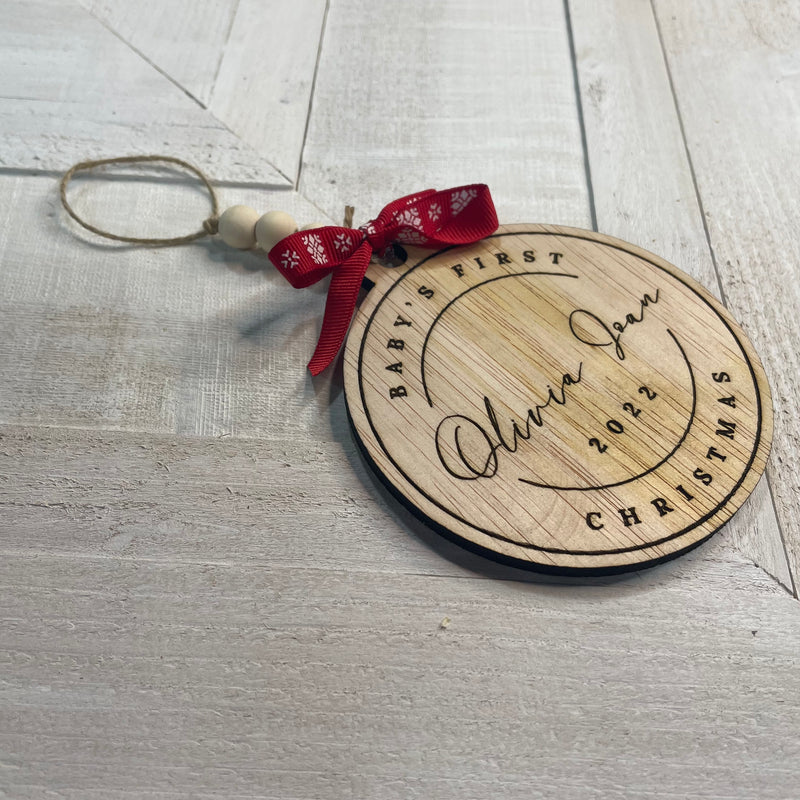 Personalized Baby’s First Christmas Ornament - Zink Woodworks