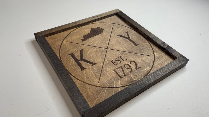 Laser Engraved Kentucky Rustic Wood Sign - Zink Woodworks